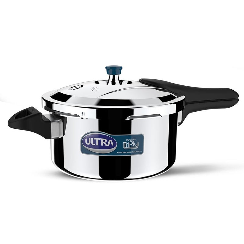 Ultra Duracook Triply Pressure Cooker 45 Litre AISI 304 Food Grade Stainless Steel Cooker 5 Years Warranty Induction Compatible Broad Base Cooks Fast Saves Gas 12 MM Lid Thickness - Image 1