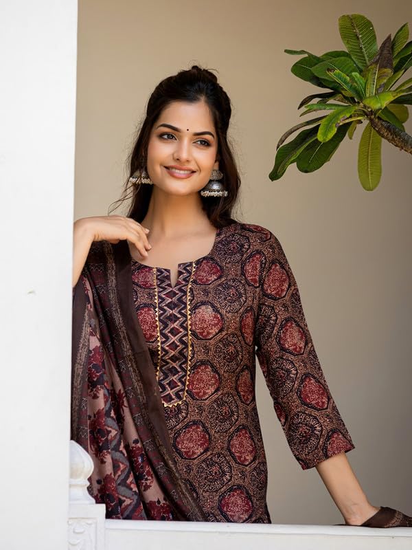 Vaamsi Women's Floral Straight Printed Kurta Pant With Dupatta Set (VKSKD2246_XXL_Multicolored) - Image 2
