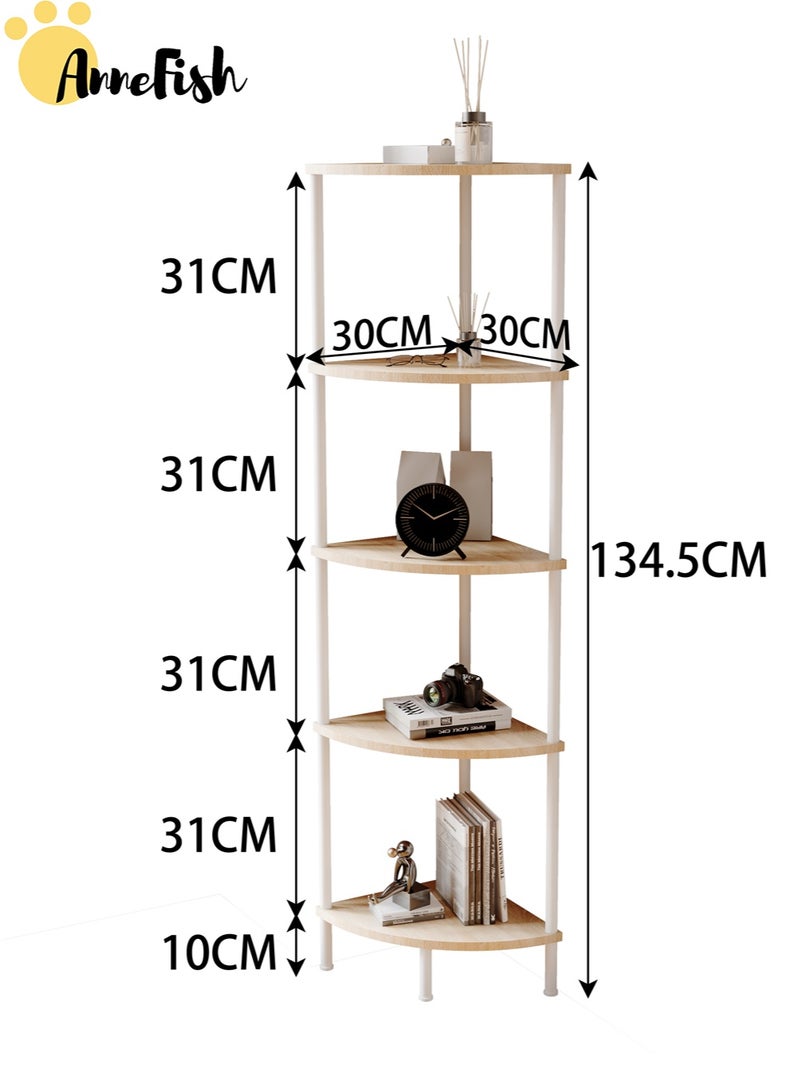 AnneFish 5Tier Corner Shelf Stand Industrial Corner Bookshelf With Metal Frame Plant Corner Display Shelf Corner Bookcase For Bedroom Living Room Rustic  - Image 4