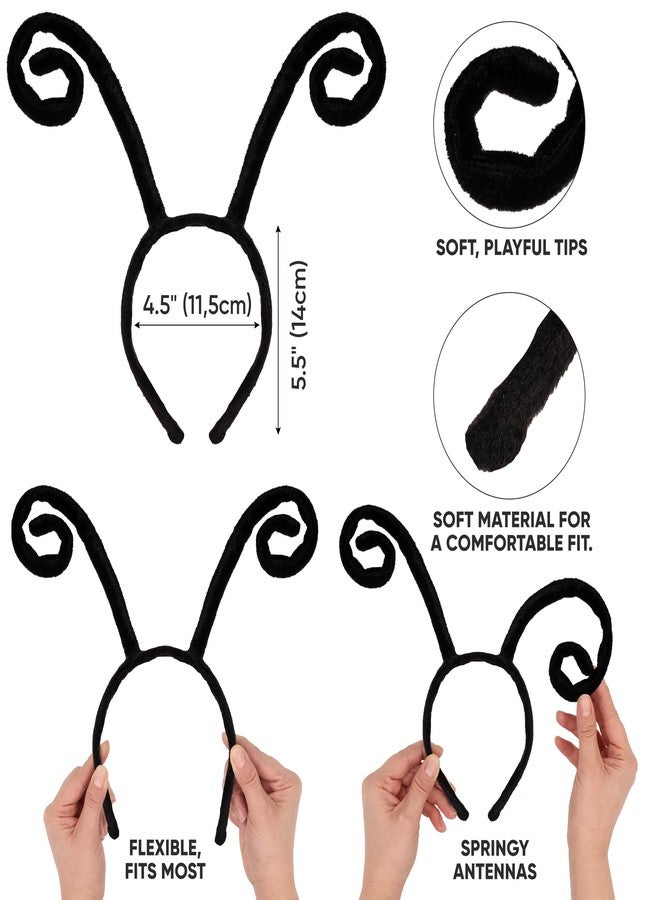 Funcredible Fly Costume Accessories - Fly Wings and Fly Antenna Headband Set - Black Velvet Bug Butterfly Bee Ladybug Firefly Dragonfly Costume Set - Halloween Cosplay Party Favors for Women, Men - Image 3