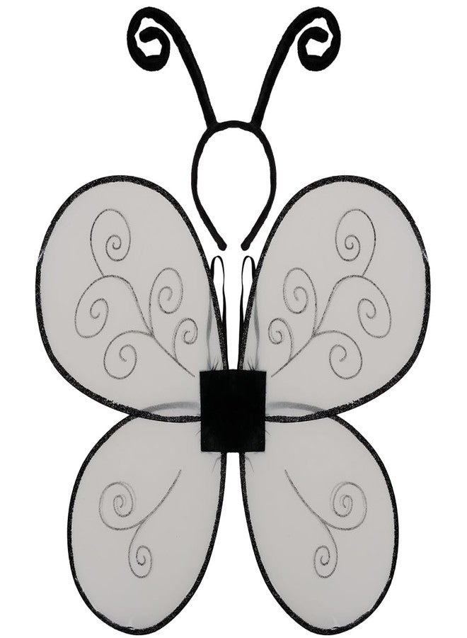 Funcredible Fly Costume Accessories - Fly Wings and Fly Antenna Headband Set - Black Velvet Bug Butterfly Bee Ladybug Firefly Dragonfly Costume Set - Halloween Cosplay Party Favors for Women, Men - Image 1