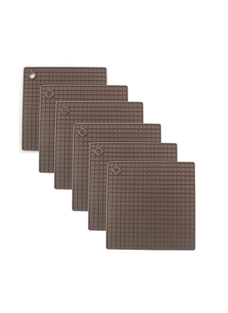 Auroware - Auroware Set of 6 pcs Silicone Non slip Table mat for dining resturants party house kitchen decoration Heat resistance Water resistance dining accessries Square - Image 1