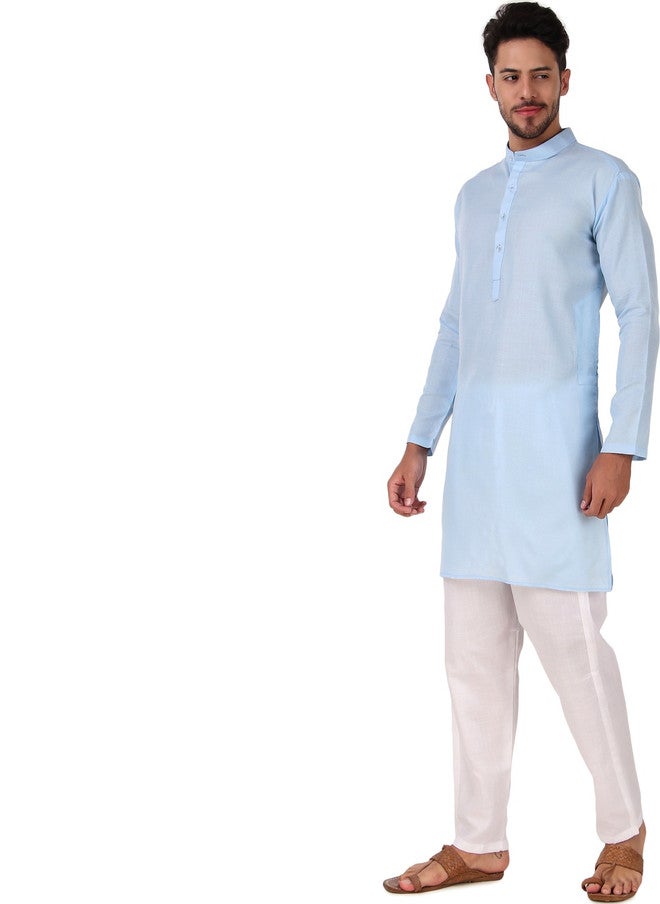 PREEN Adults-Men Blue Kurta Sets - Image 3