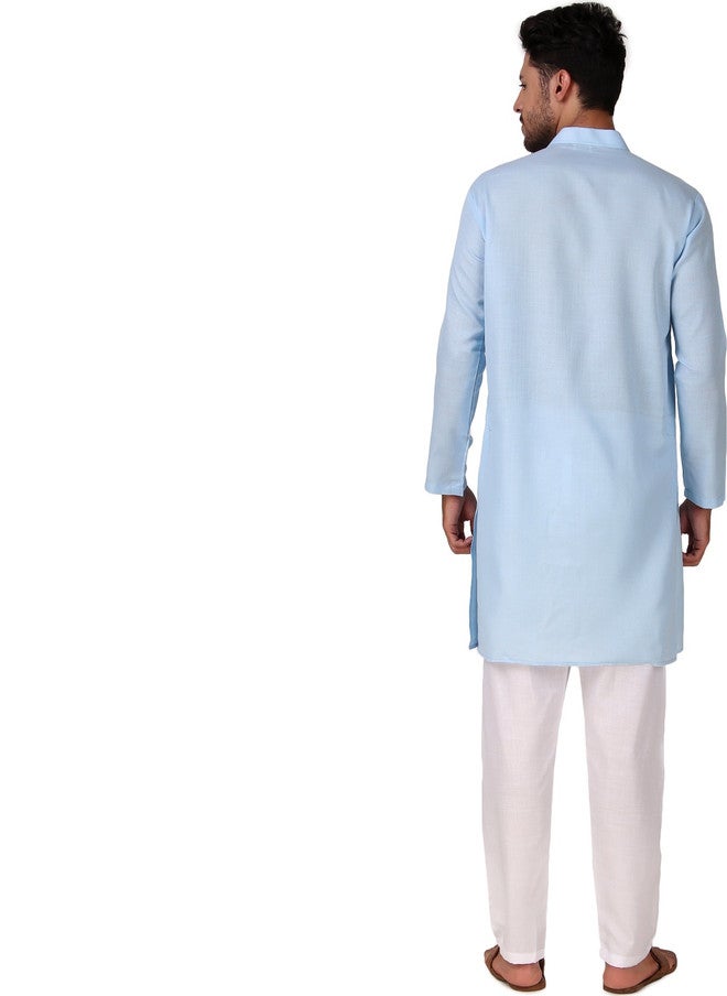PREEN Adults-Men Blue Kurta Sets - Image 4