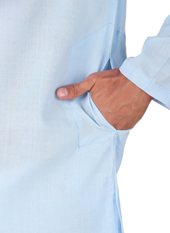 PREEN Adults-Men Blue Kurta Sets - Image 5
