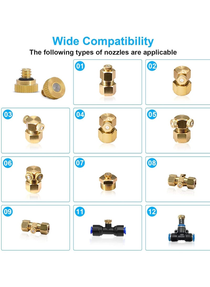 SYOSI Mister Nozzles for Outside Patio Misting, Brass Nozzle for Misters Outdoor Cooling System, Mist Replacement Head Garden Hose Parts Accessories (0.4 MM 20Pcs)  - Image 2