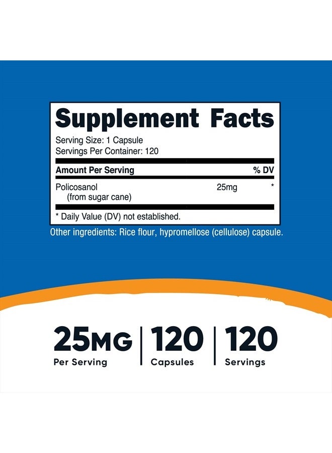 Nutricost Policosanol 25mg, 120 Capsules - Gluten Free, Non-GMO, and Vegetarian Friendly - Image 2