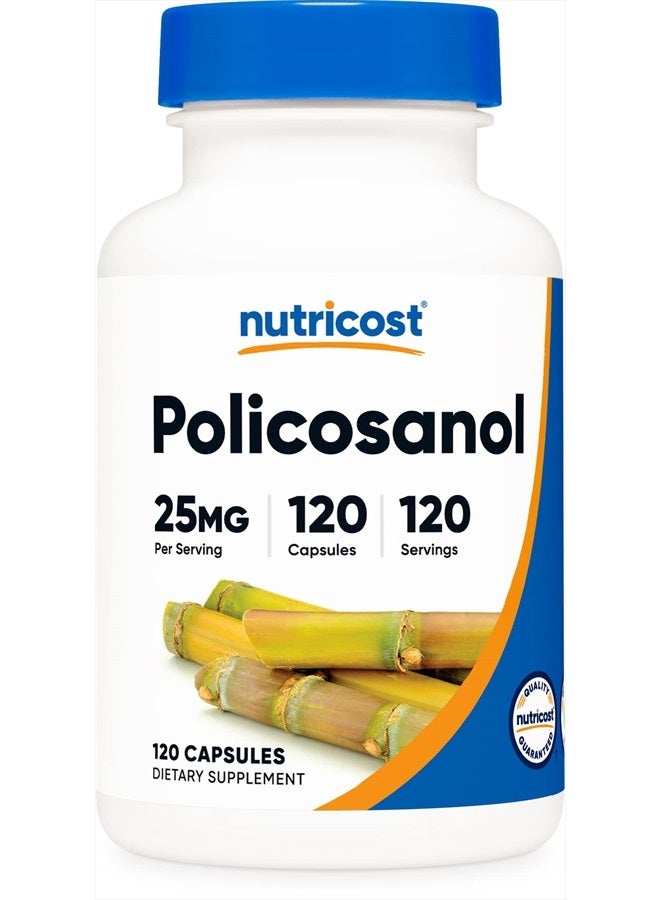 Nutricost Policosanol 25mg, 120 Capsules - Gluten Free, Non-GMO, and Vegetarian Friendly - Image 1
