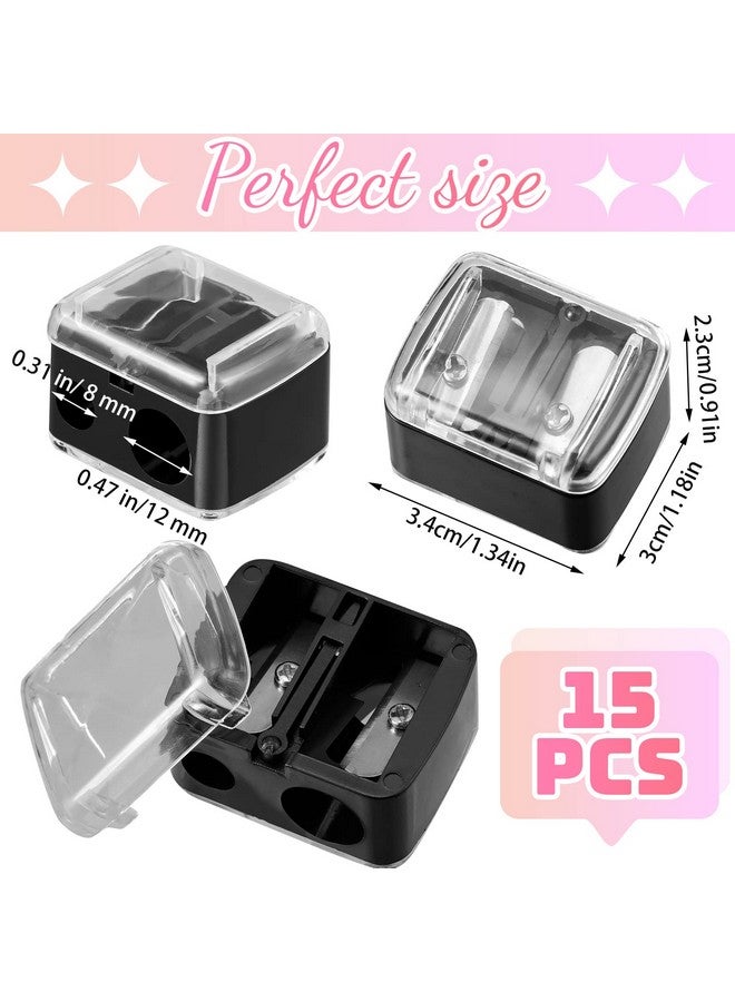 TaoBary 15 Pcs Eyeliner Sharpener Dual Makeup Sharpeners Cosmetic Pencil Sharpener Compact Makeup Pencil Sharpeners For Eyeliner Lip Liner Pencils Black - Image 5