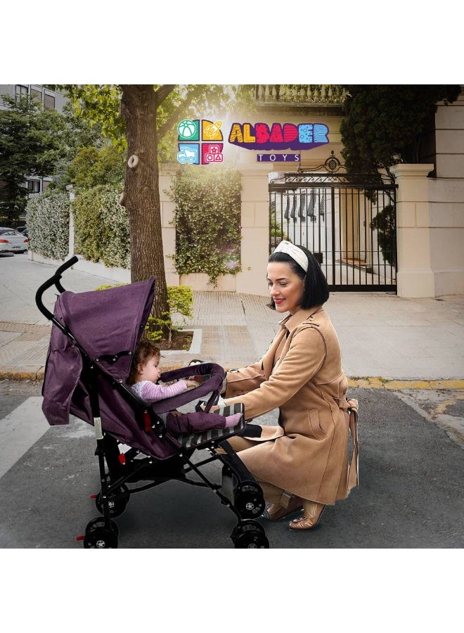 AL BADER Baby Stroller With Adjustable Canopy, Lightweight Foldable Design With Padded Seat And Safety Harness, Dual Wheels With Rear Brakes, Soft Grip Handles, Large Storage Basket, Comfortable Pushchair For Travel And Daily Use In Multiple Colors - Image 5