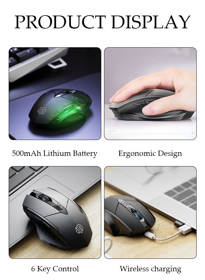 Bluetooth Mouse Wireless Mouse with 6 Buttons 3 Adjustable DPI Levels Ergonomic Computer Mouse for Laptop Computer Mac PC Windows Chromebook Notebook