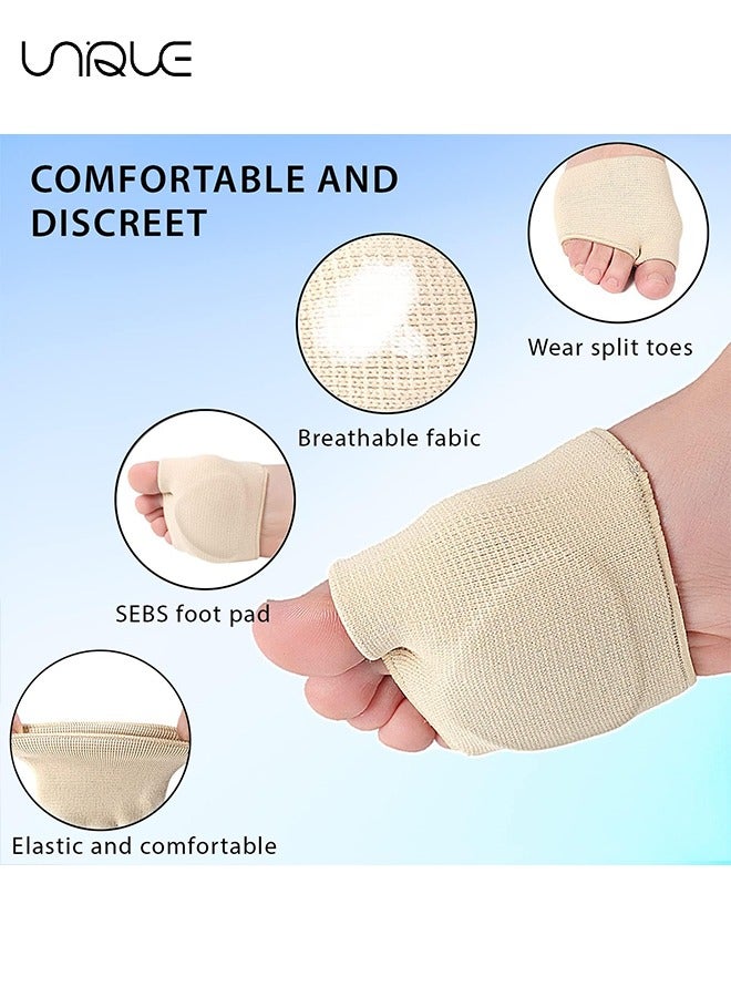 Unique Metatarsal Sleeves Inserts with Gel Pads - 4 Pieces - Immediate Bottom Ball of Foot Support Pain Relief - Soft Padding - Aid Metatarsalgia, Neuroma, Sesamoiditis, Insole Men, Women (Complexion) - Image 5