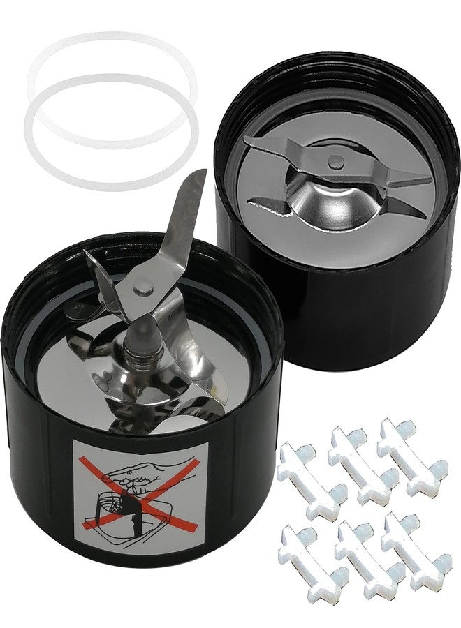 WuYan Pack of stainless steel Cross Blade and Flat milling Blade with 2pcs extra gasket and 3pcs rubber non-slip foot- Spare,Compatible with Magic Bullet blender (Model MB1001/MB 1001B) (Stainless Steel) - Image 1