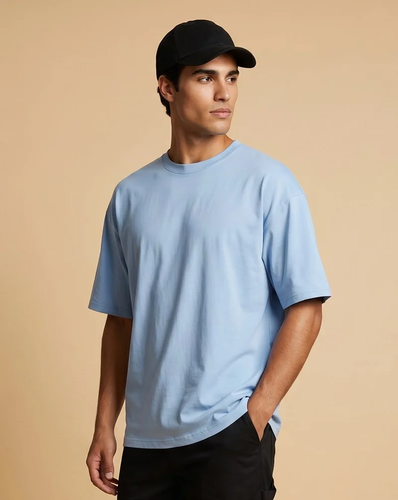 NOBERO Men's Oversized Graphic Print T-Shirt in Light Green