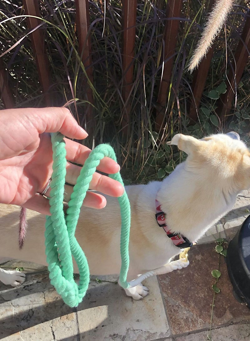 Y&D Green Rope Leash, Handmade Organic Cotton Ombre Dog Leash with a Snap Hook, Tie Dyed  - Image 4