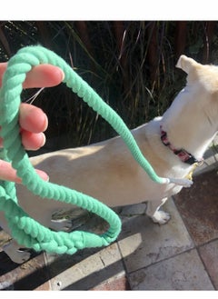 Y&D Green Rope Leash, Handmade Organic Cotton Ombre Dog Leash with a Snap Hook, Tie Dyed  - Image 3