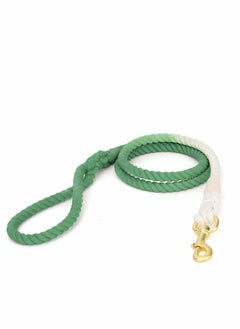 Y&D Green Rope Leash, Handmade Organic Cotton Ombre Dog Leash with a Snap Hook, Tie Dyed  - Image 1