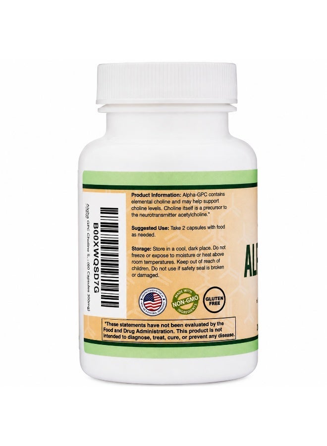 Alpha GPC Choline Brain Supplement for Acetylcholine (60 Count, 600mg Servings) Advanced Memory Formula, Focus and Brain Support, Focus Supplement (Manufactured in The USA) by Double Wood - Image 2