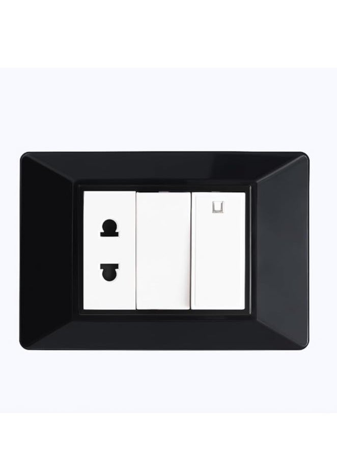 Sanshe sharm Sanshe Electrical Finishing Package - Contains 25 Black Faces - 25 Chassis - 20 Socket Sockets - 20 Switch Sockets - 25 Plugs - 1 Shower Socket - 1 Heater Switch - 1 Bell Button - Image 1