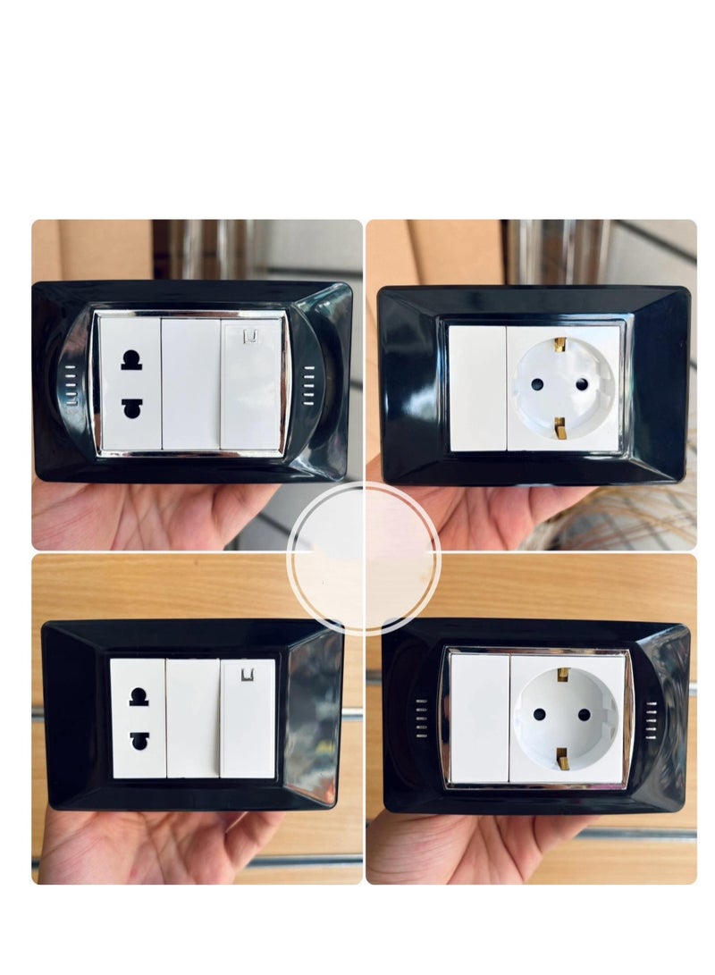 Sanshe sharm Sanshe Electrical Finishing Package - Contains 25 Black Faces - 25 Chassis - 20 Socket Sockets - 20 Switch Sockets - 25 Plugs - 1 Shower Socket - 1 Heater Switch - 1 Bell Button - Image 2