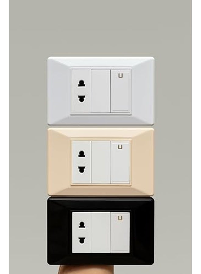 Sanshe sharm Sanshe Electrical Finishing Package - Contains 25 Black Faces - 25 Chassis - 20 Socket Sockets - 20 Switch Sockets - 25 Plugs - 1 Shower Socket - 1 Heater Switch - 1 Bell Button - Image 5