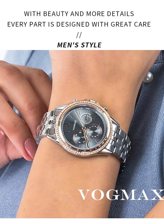 Analogue Multifunction Quartz Watch for Women with Stainless Steel Bracelet