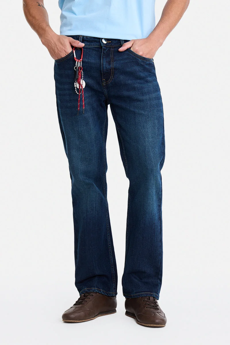 SNITCH Blue Solid Straight Fit Casual Jeans