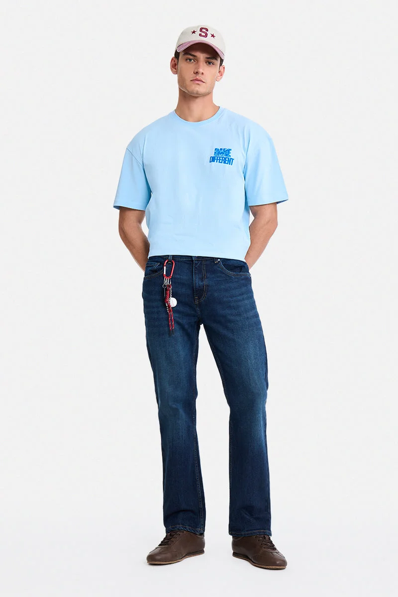 SNITCH Blue Solid Straight Fit Casual Jeans
