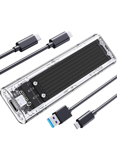 ORICO M.2 NVMe SSD Enclosure, USB 3.2 Gen 2 (10Gbps), Transparent External Hard Drive Adapter Enclosure for 2280 2260 2242 2230 PCI-E M2 M-Key SSD, USB Type C Adapter Case