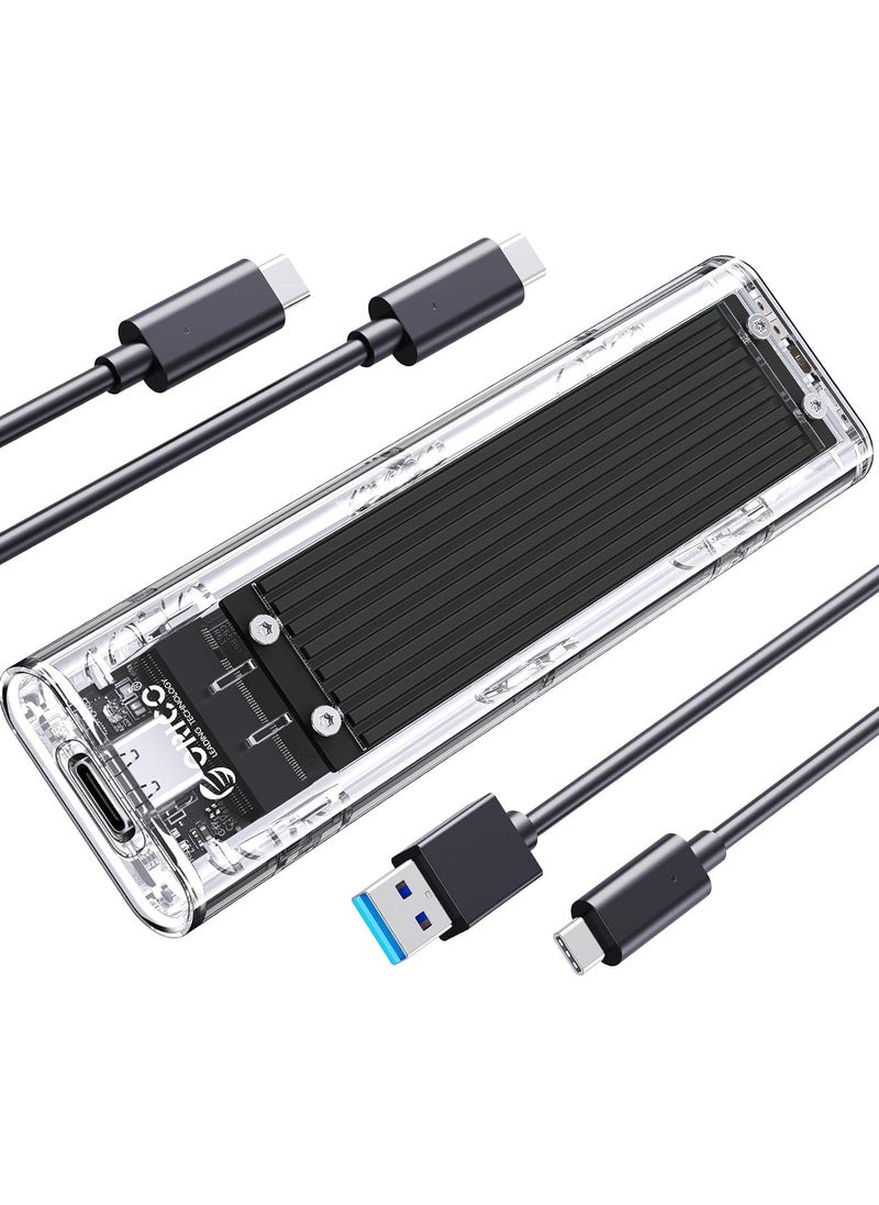 Orico - ORICO M.2 NVMe SSD Enclosure, USB 3.2 Gen 2 (10Gbps), Transparent External Hard Drive Adapter Enclosure for 2280 2260 2242 2230 PCI-E M2 M-Key SSD, USB Type C Adapter Case - Image 1