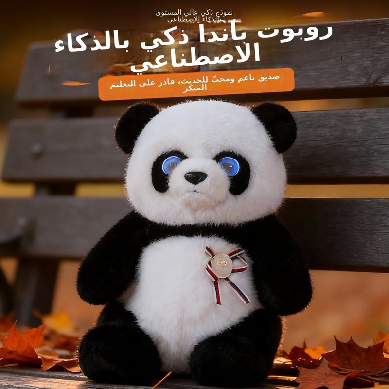 لعبة الباندا القطيفة التفاعلية التي تعمل بالذكاء الاصطناعي للأسواق الدولية، نسيج بوليستر ناعم، لون أبيض وأسود كلاسيكي، التعرف على الصوت والقدرة على الاستجابة متعددة اللغات - Image 1