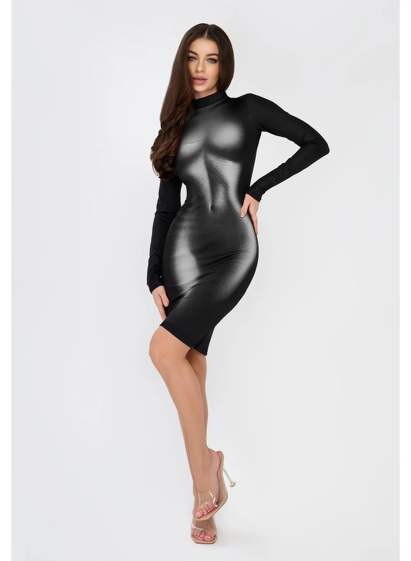 Bona Fide black Long Sleeve Cut Out Dress for Women | Best Price UAE