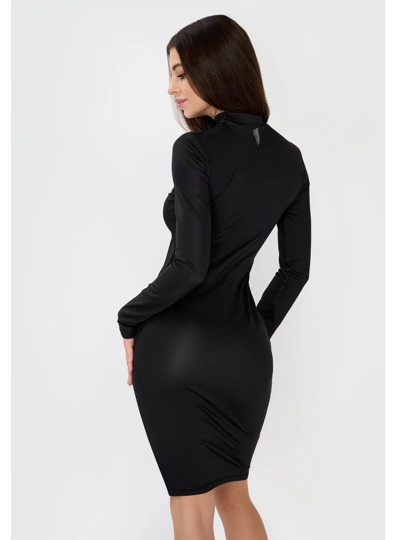 Bona Fide black Long Sleeve Cut Out Dress for Women | Best Price UAE