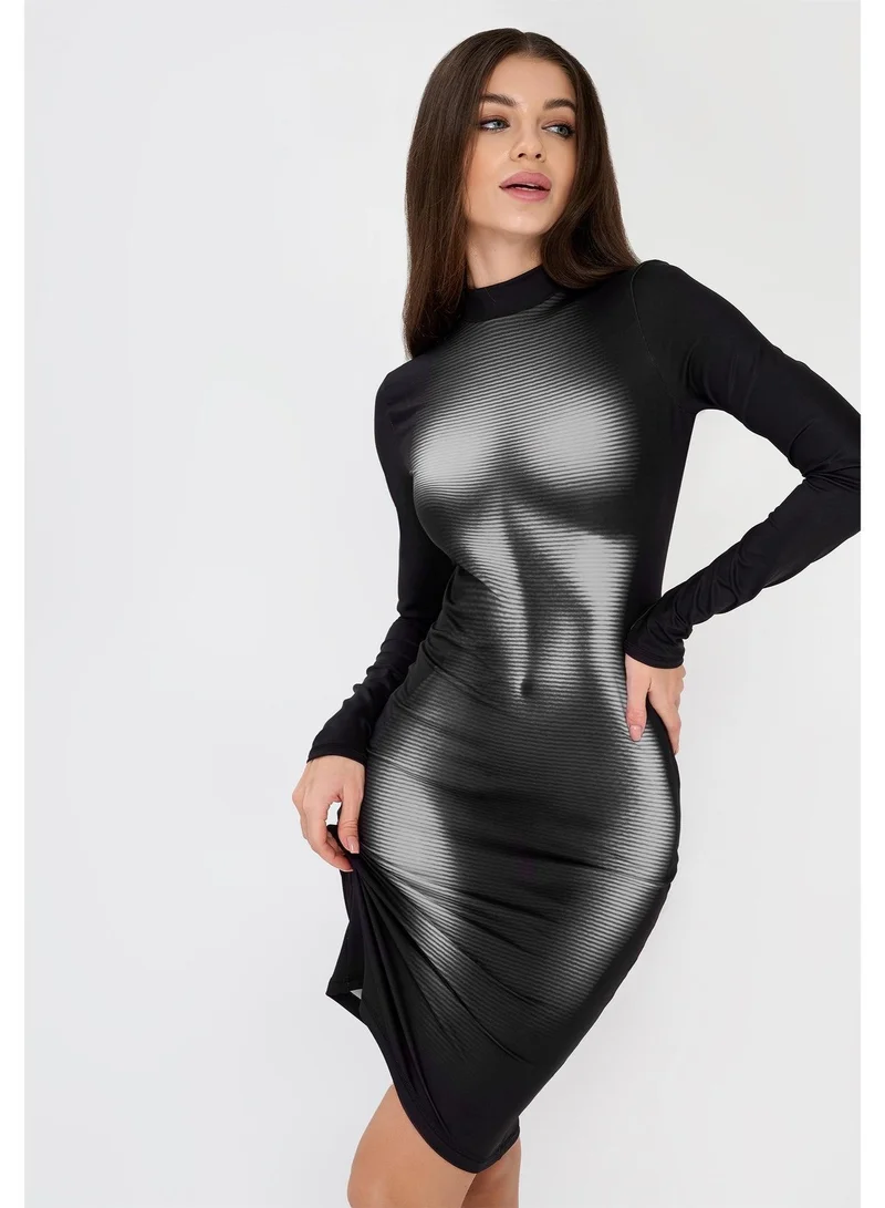 Bona Fide black Long Sleeve Cut Out Dress for Women | Best Price UAE