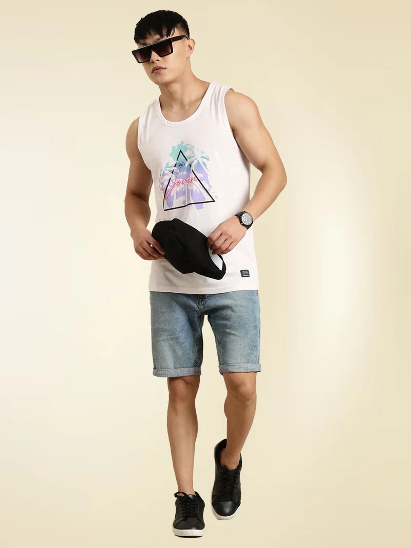 Joven  Ivory Cotton Slim Fit Vest for Men for Men | Best Price UAE
