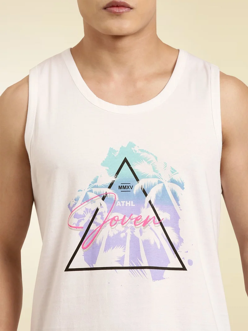 Joven  Ivory Cotton Slim Fit Vest for Men for Men | Best Price UAE