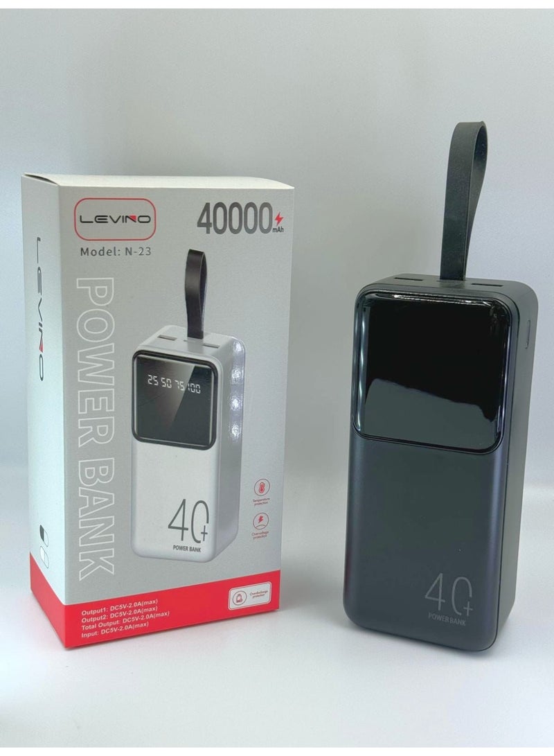N-23 40000mAh Power Bank with LED Display & Dual USB Output | High Capacity Portable Charger | 1 Year Warranty