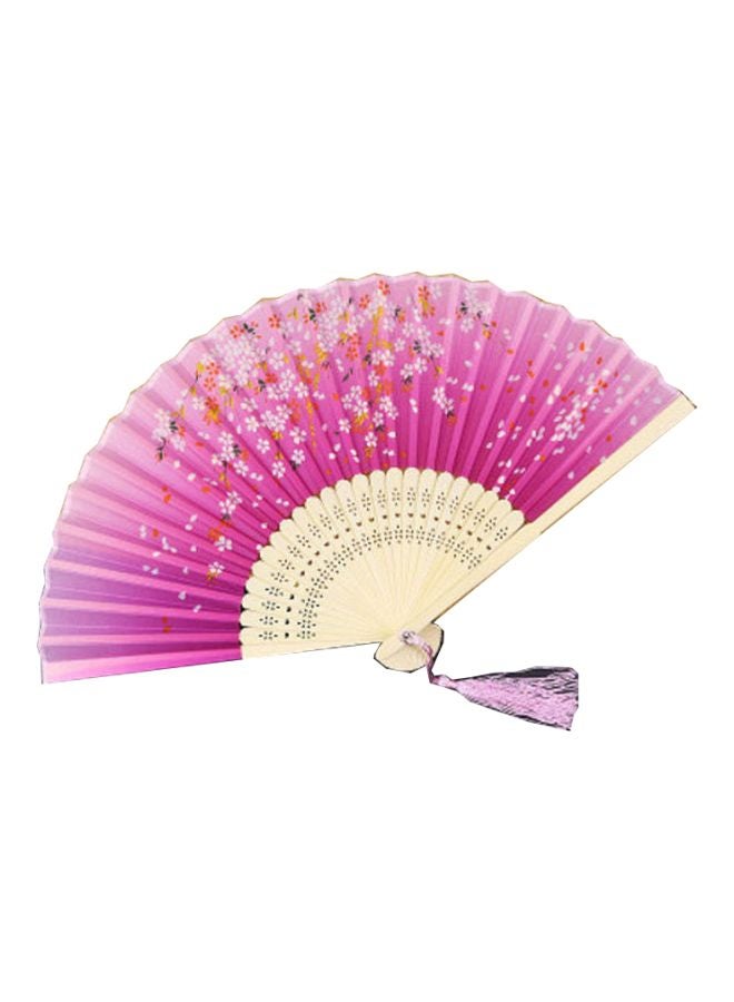 Classical Folding Silk Fan Pink/Beige - Image 1