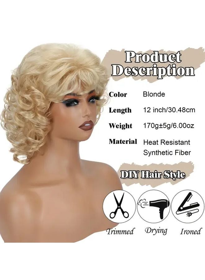 Ginger Colored 12 Inch Short Bob Wig With Bangs Heat Resistant Synthetic Hair - Image 4