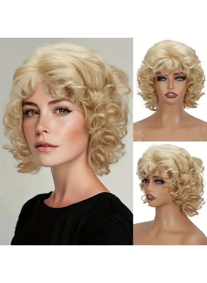 Ginger Colored 12 Inch Short Bob Wig With Bangs Heat Resistant Synthetic Hair - Image 2