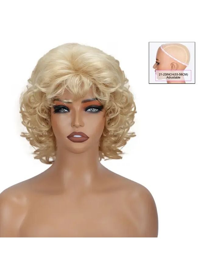 Ginger Colored 12 Inch Short Bob Wig With Bangs Heat Resistant Synthetic Hair - Image 1