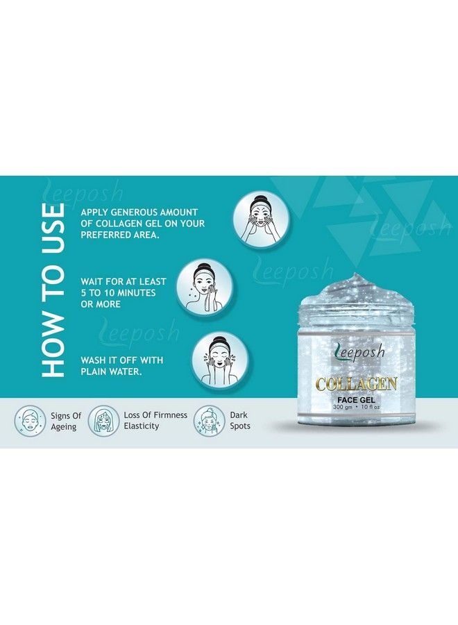 leeposh Collagen Gel Cream Anti Aging Face Moisturizer Day & Night For Men Women 300 Ml Skin Tightening Firming Hydrating Gel Serum - Image 3