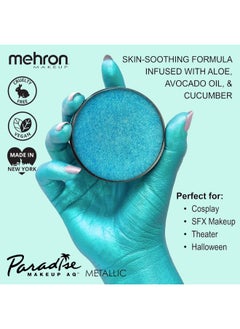 mehron Mehron Makeup Paradise Makeup AQ Pro Size | Stage & Screen, Face & Body Painting, Special FX, Beauty, Cosplay, and Halloween | Water Activated Face Paint & Body Paint 1.4 oz (40 g) (Metallic Blue)  - Image 2
