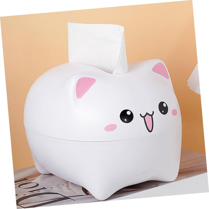 White Cat Tissue Box Holder For Home Car Desktop Bathroom Living Room Office - Image 3