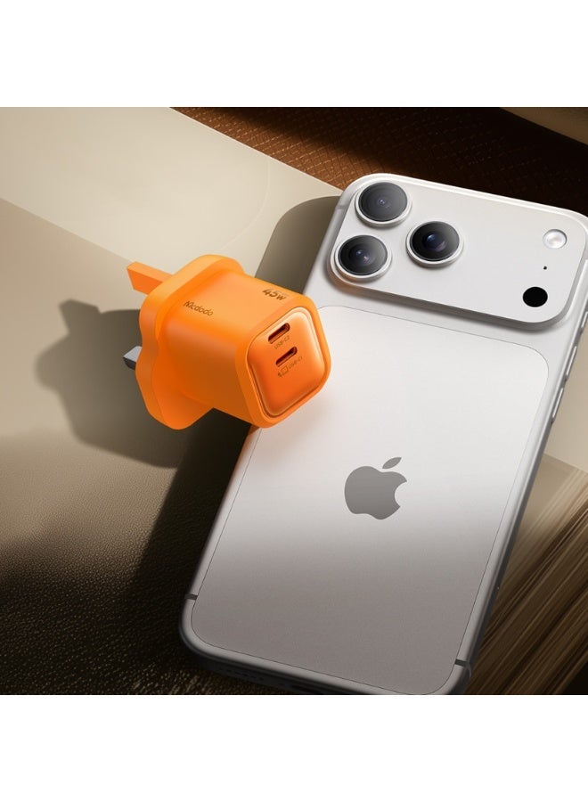 Mcdodo CH-0992 45W USB-C PD Mini GaN Charger UK Plug Orange Dual Type-C 2C Fast Charging Wall Adapter - Image 3