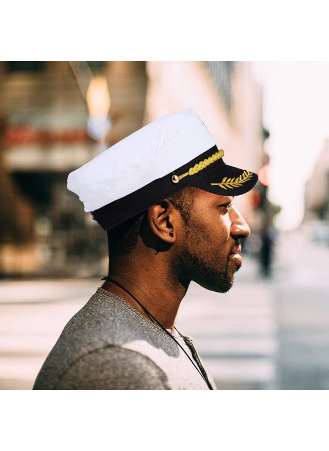 BESTOYARD - BESTOYARD Captain Yacht Hat Cap Sailor Navy Marine Admiral Hat for Halloween Costume Accessory, 8.6 x 6 x 2'' - Image 1