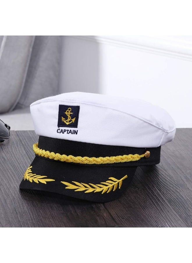 BESTOYARD - BESTOYARD Captain Yacht Hat Cap Sailor Navy Marine Admiral Hat for Halloween Costume Accessory, 8.6 x 6 x 2'' - Image 1