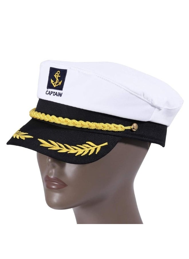 BESTOYARD - BESTOYARD Captain Yacht Hat Cap Sailor Navy Marine Admiral Hat for Halloween Costume Accessory, 8.6 x 6 x 2'' - Image 1