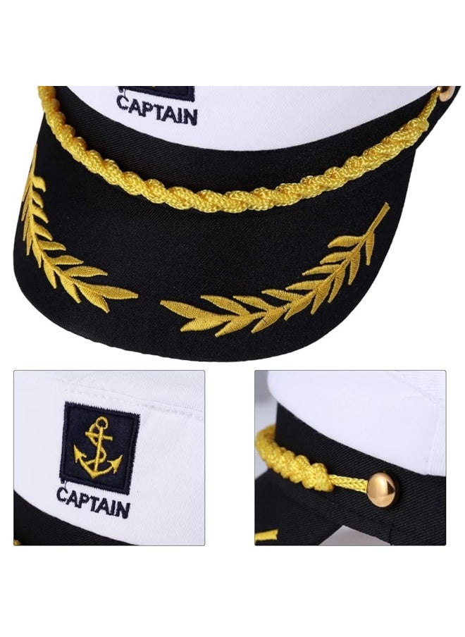 BESTOYARD - BESTOYARD Captain Yacht Hat Cap Sailor Navy Marine Admiral Hat for Halloween Costume Accessory, 8.6 x 6 x 2'' - Image 1