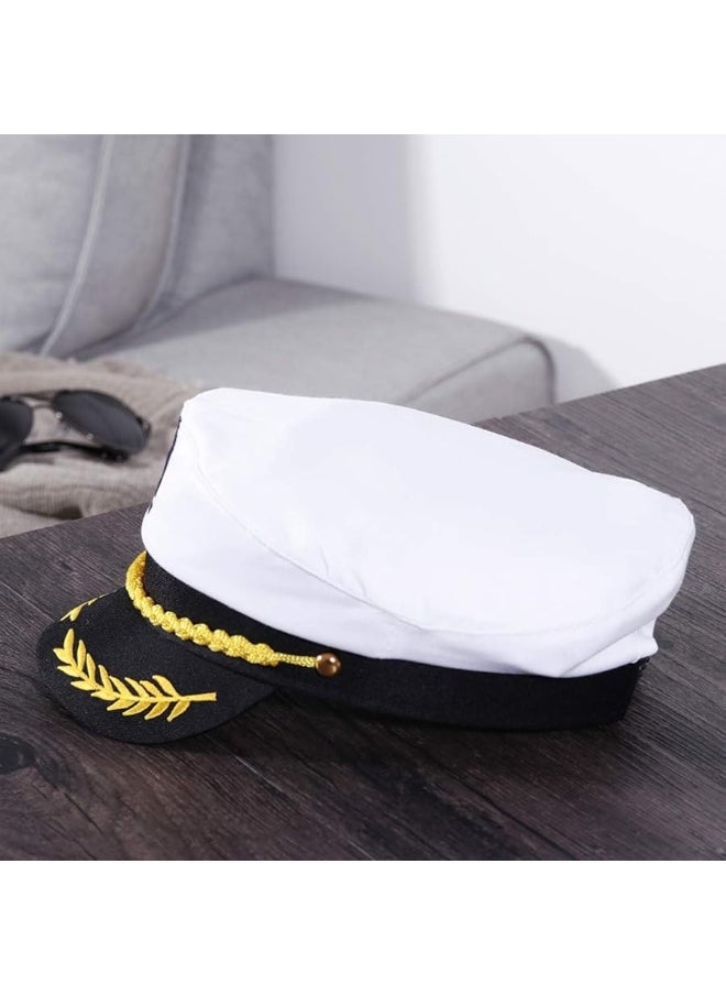 BESTOYARD - BESTOYARD Captain Yacht Hat Cap Sailor Navy Marine Admiral Hat for Halloween Costume Accessory, 8.6 x 6 x 2'' - Image 1